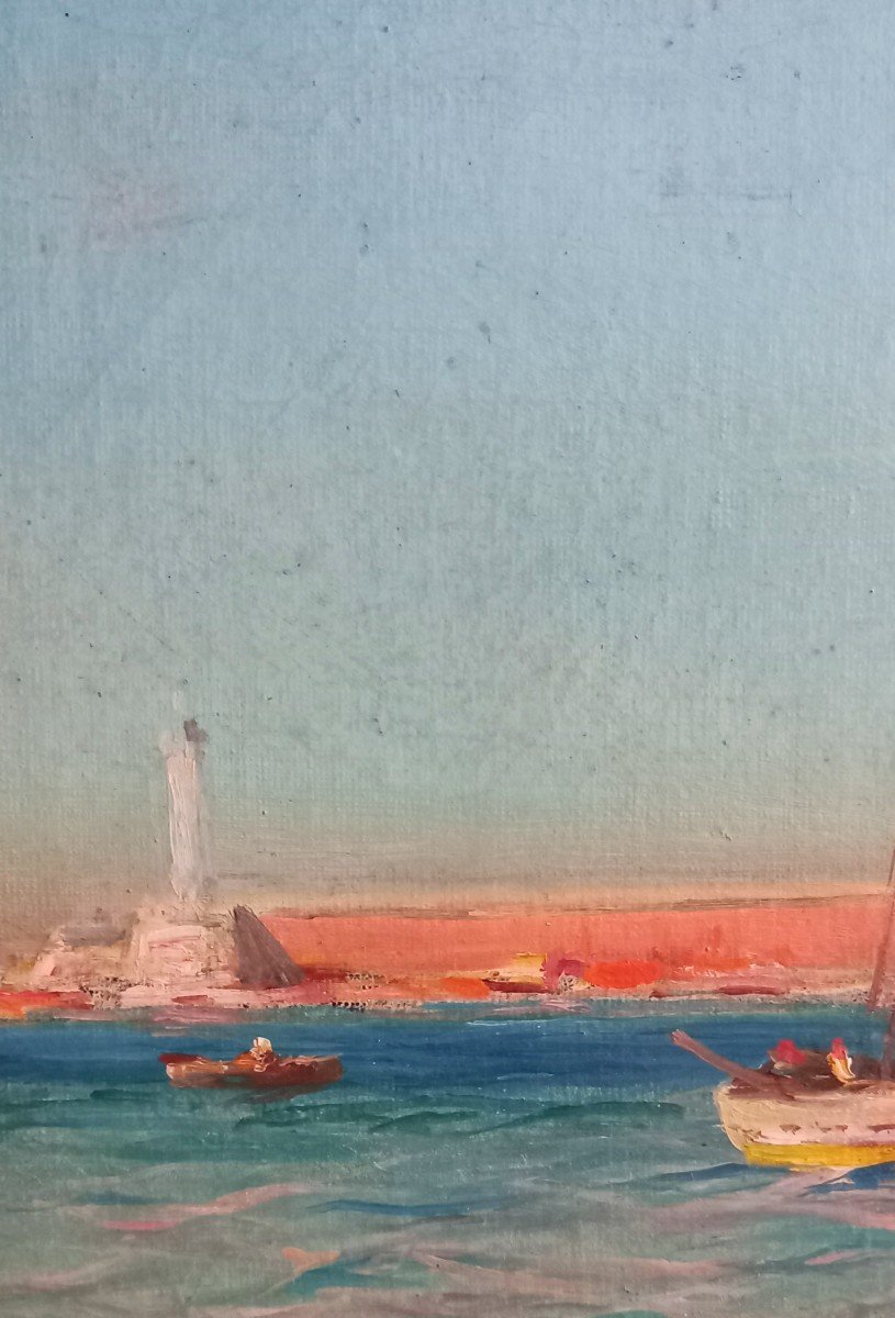 Marine, Phare. François Gautier, école Provençale. -photo-4