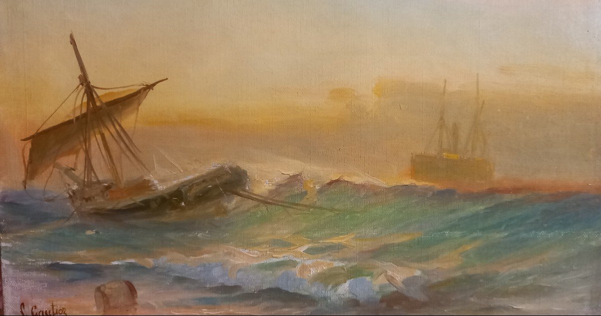 Marine, Shipwreck. François Gautier, Provençal School. -photo-3