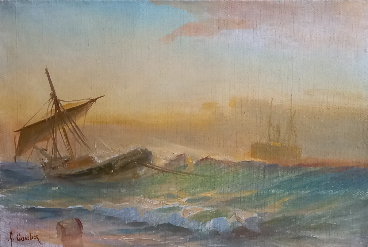 Marine, Shipwreck. François Gautier, Provençal School. -photo-4