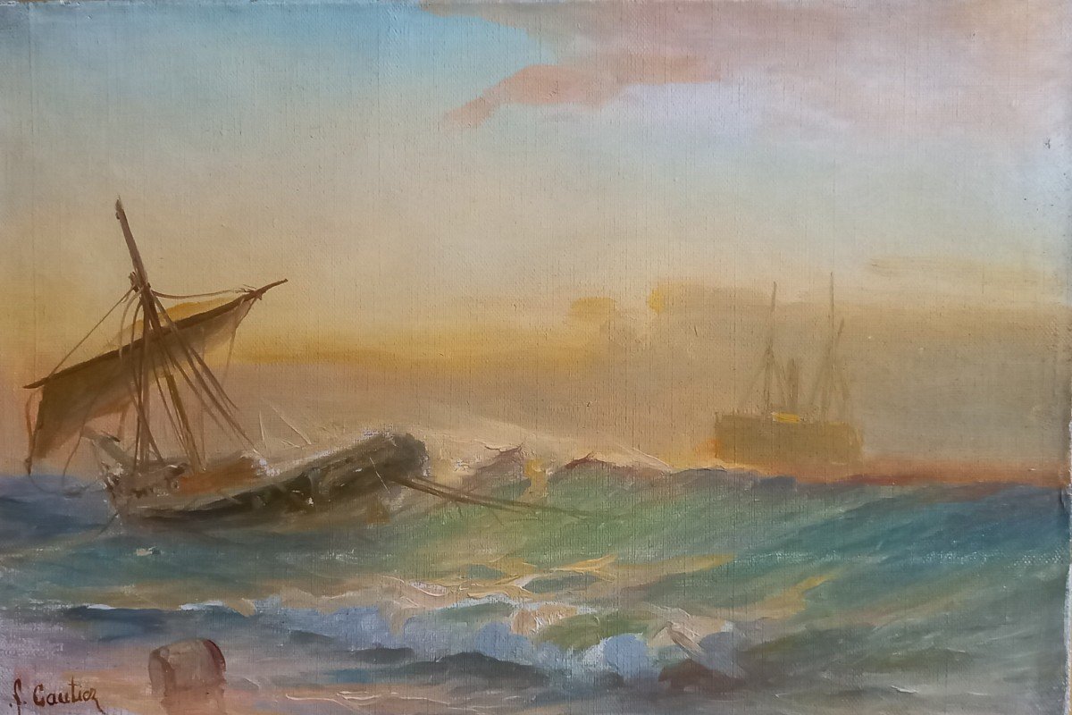 Marine, Shipwreck. François Gautier, Provençal School. 