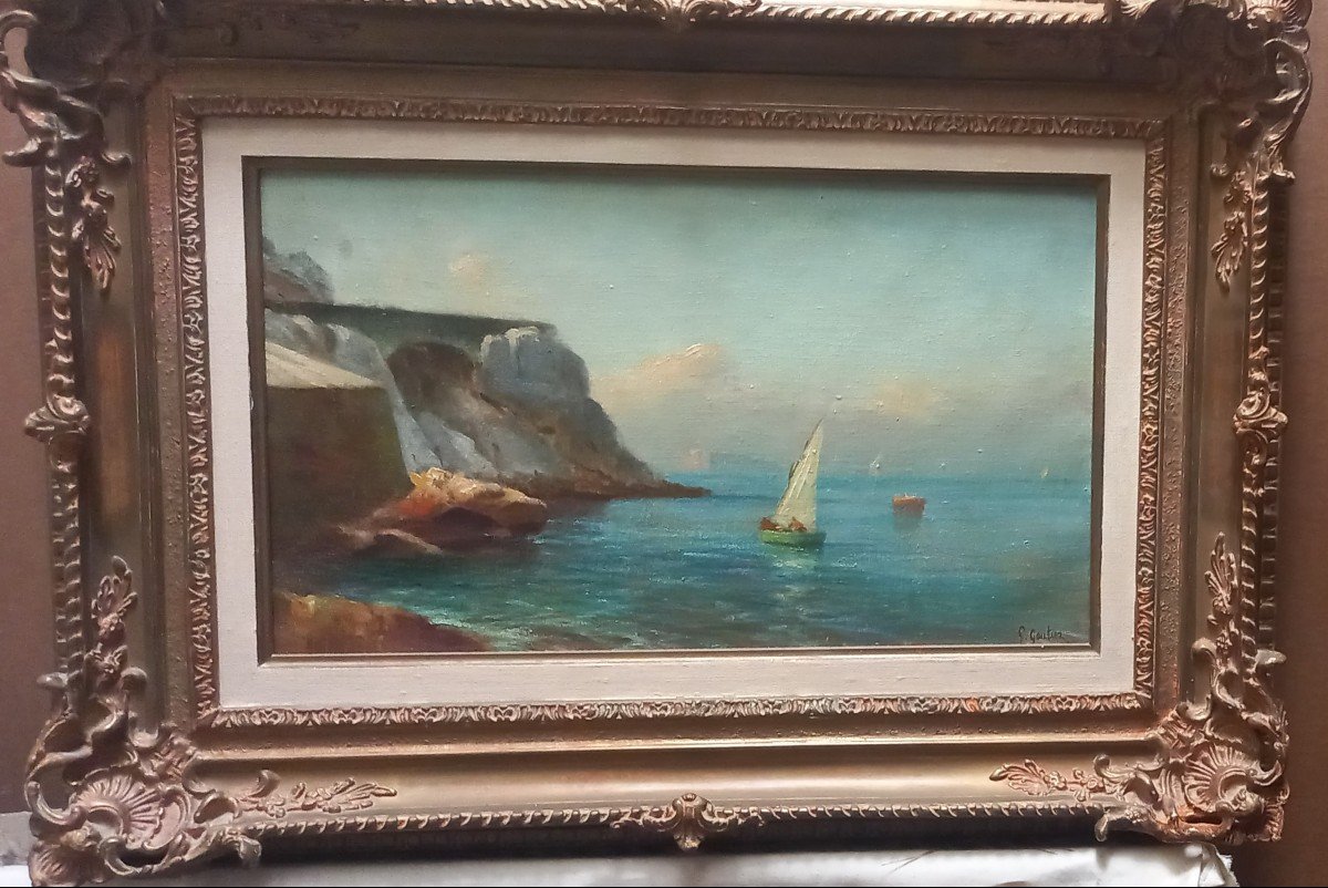 Voilier En Méditerranée. François Gautier, école Provençale.-photo-4