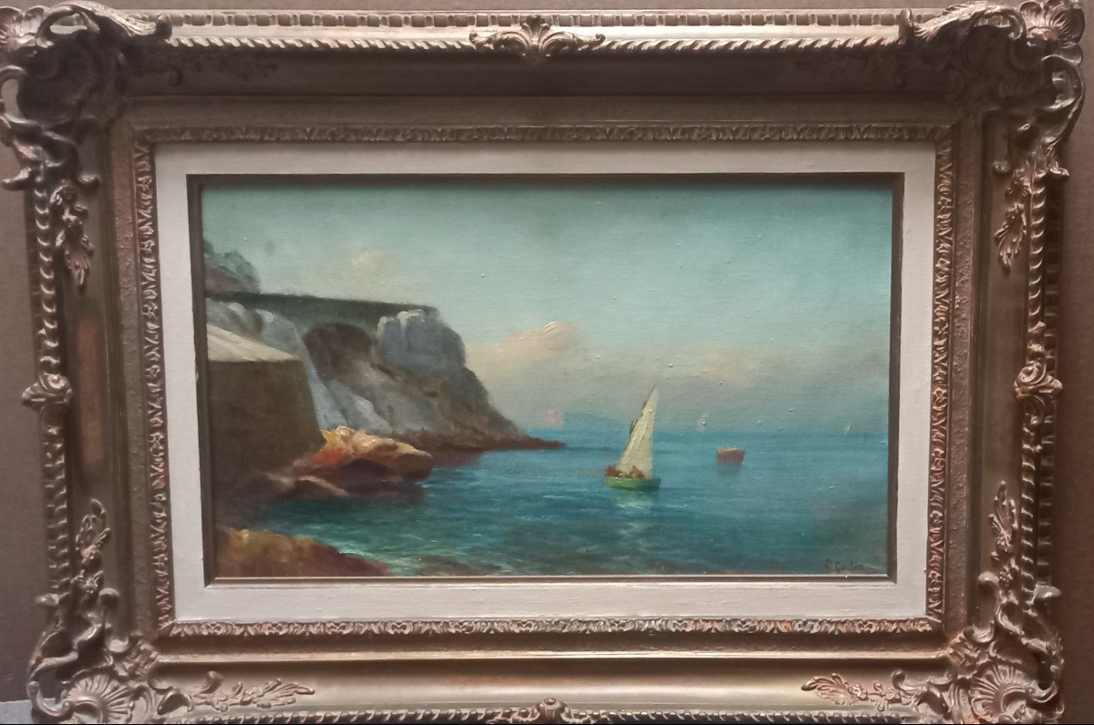 Voilier En Méditerranée. François Gautier, école Provençale.-photo-1