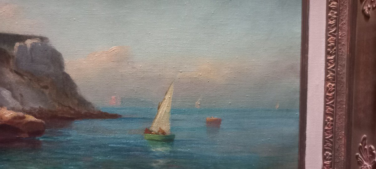 Voilier En Méditerranée. François Gautier, école Provençale.-photo-2