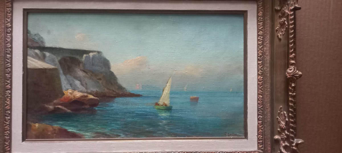 Voilier En Méditerranée. François Gautier, école Provençale.-photo-3