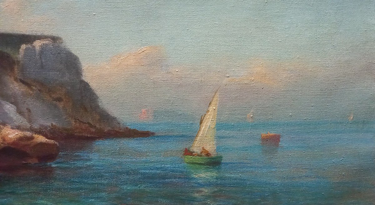 Voilier En Méditerranée. François Gautier, école Provençale.-photo-4