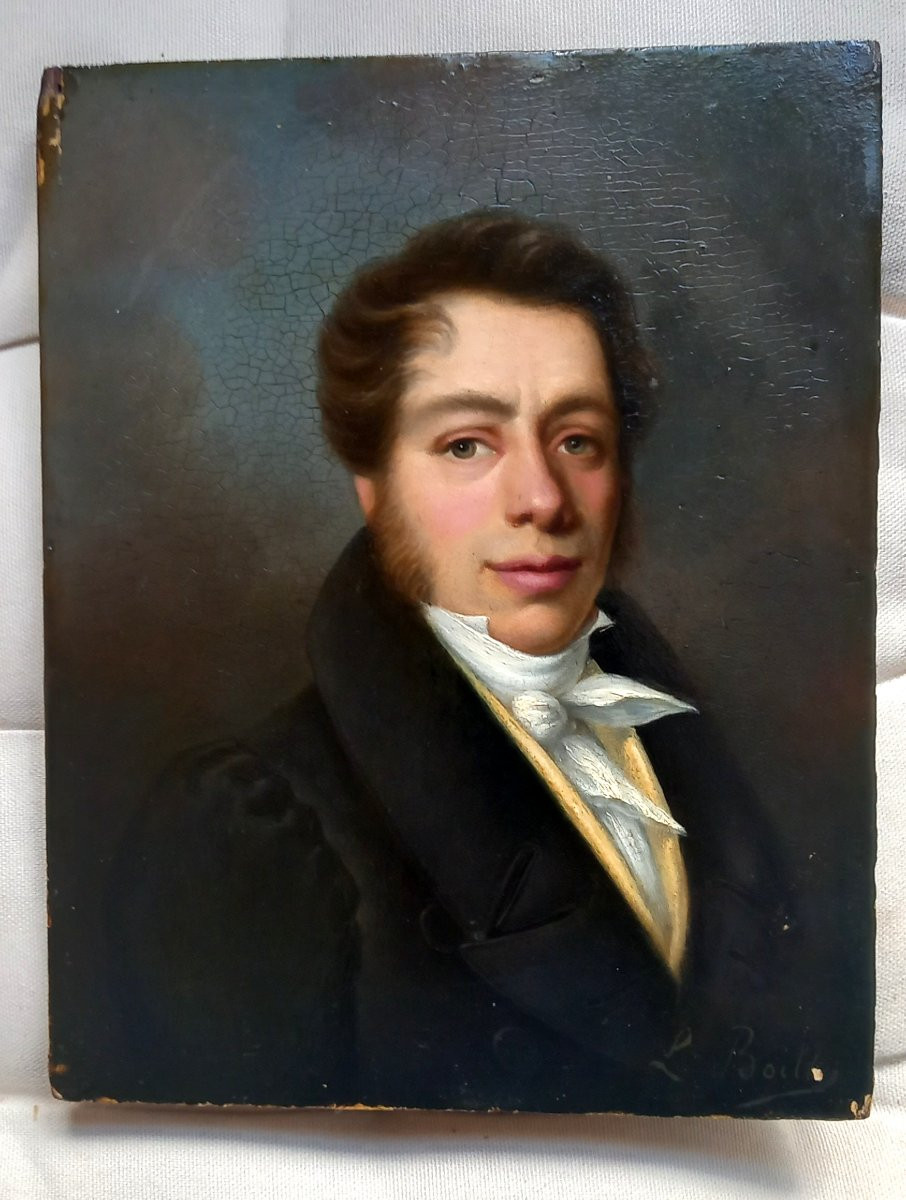 Portrait d'Un élégant Jeune Homme.  École française du XIX ème siècle. -photo-5