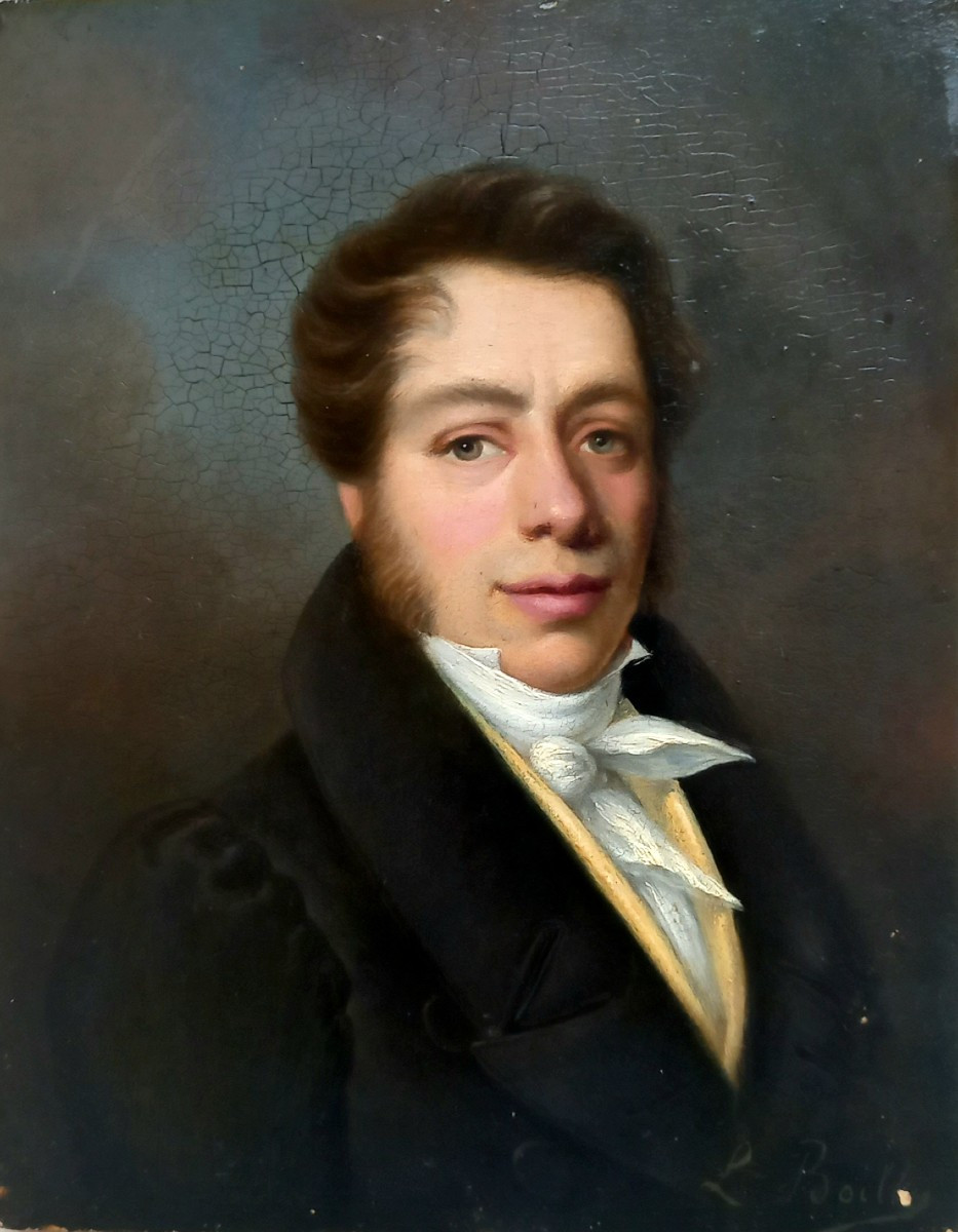 Portrait d'Un élégant Jeune Homme.  École française du XIX ème siècle. 