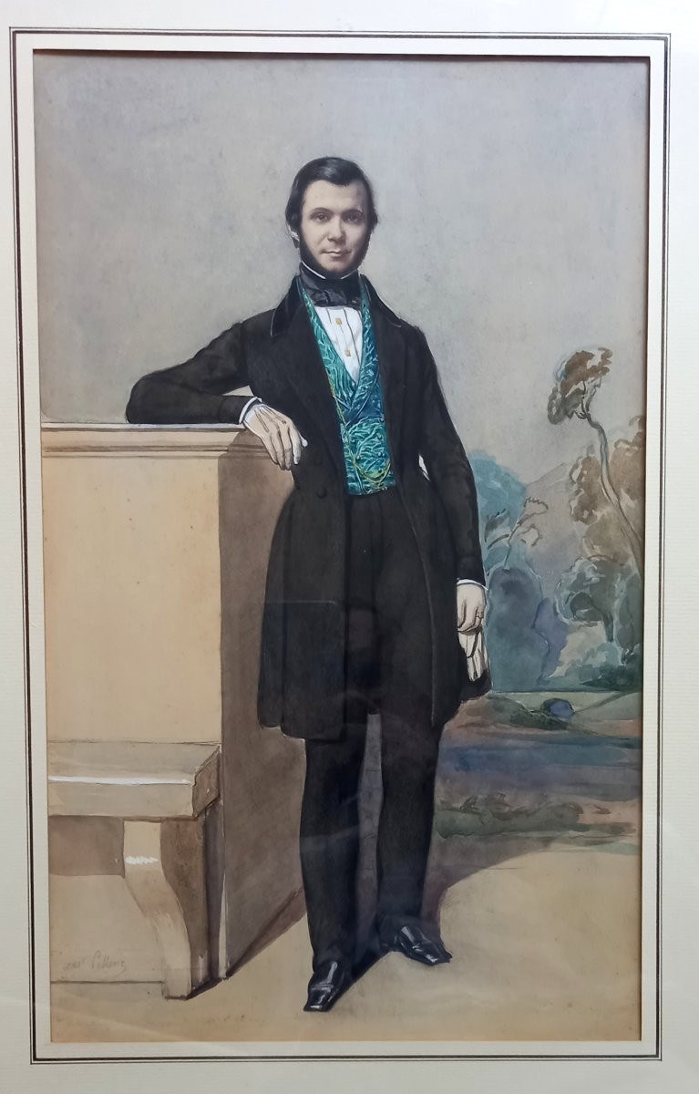 Gentilhomme Aux Gants. Antoine Constant Pellenc. 19ème Siècle. -photo-2