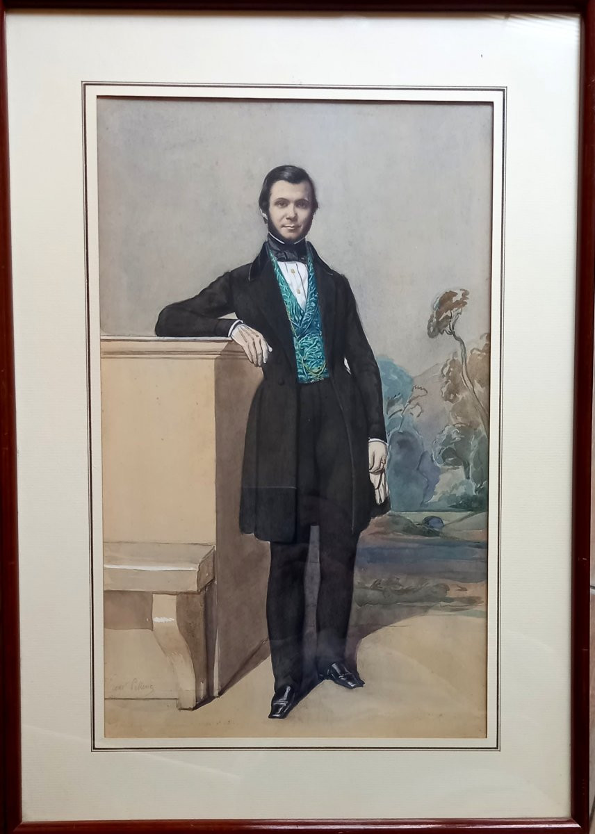 Gentilhomme Aux Gants. Antoine Constant Pellenc. 19ème Siècle. -photo-3