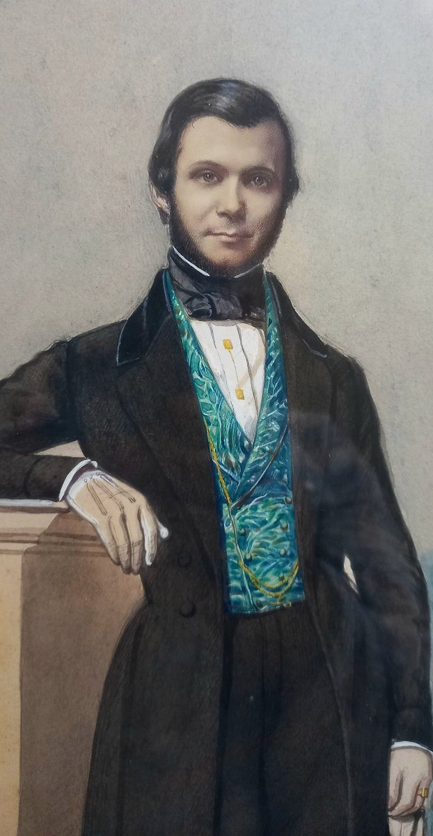 Gentilhomme Aux Gants. Antoine Constant Pellenc. 19ème Siècle. -photo-4