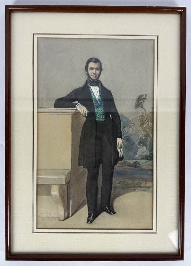 Gentilhomme Aux Gants. Antoine Constant Pellenc. 19ème Siècle. -photo-8