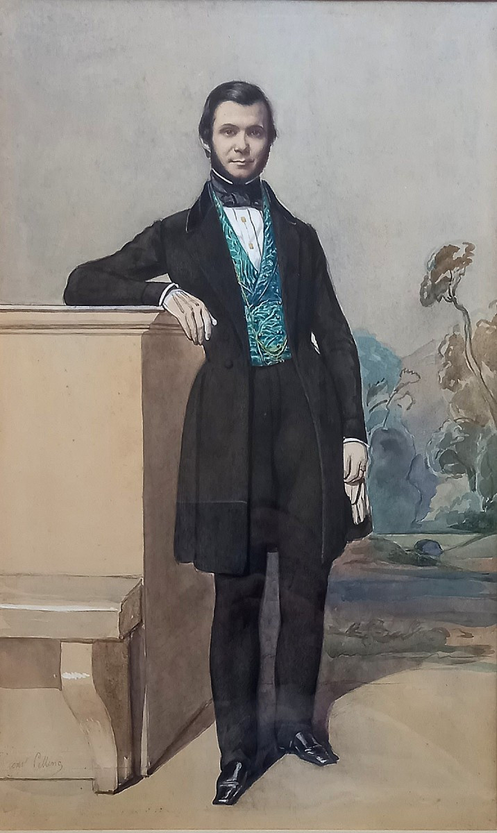 Gentilhomme Aux Gants. Antoine Constant Pellenc. 19ème Siècle. 