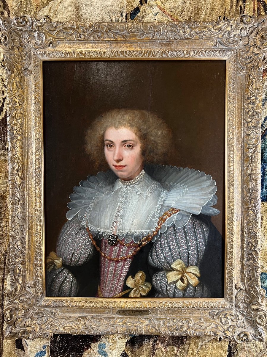 17th Century Dutch School Portrait Of Young Woman-photo-3