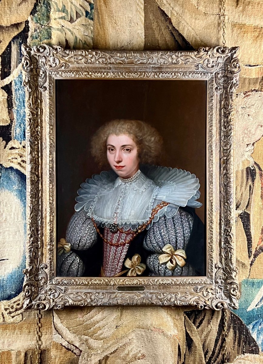 17th Century Dutch School Portrait Of Young Woman-photo-4