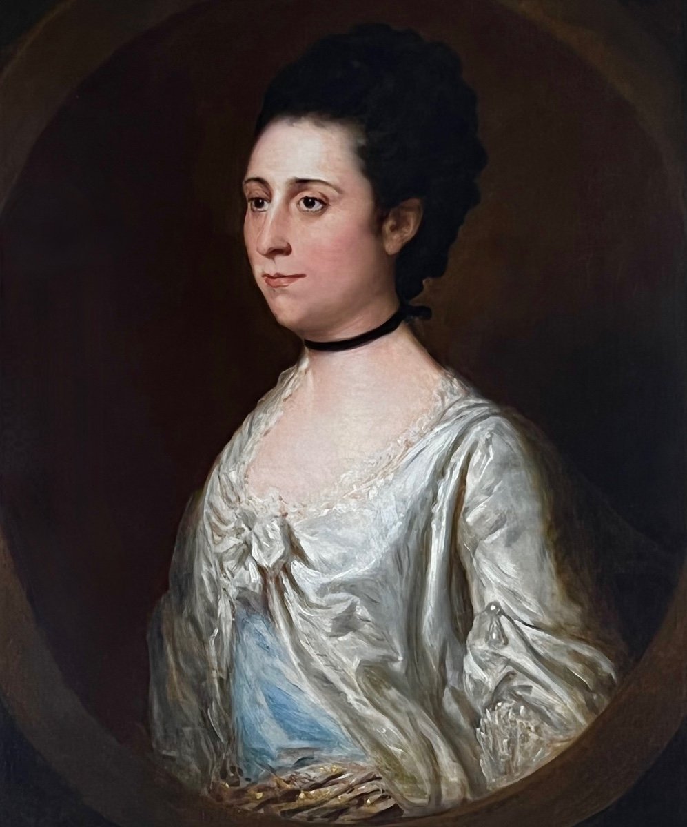 Oil On Canvas 18th Century Portrait Of Lady - Circle Of Thomas Beach (1739-1806)-photo-2