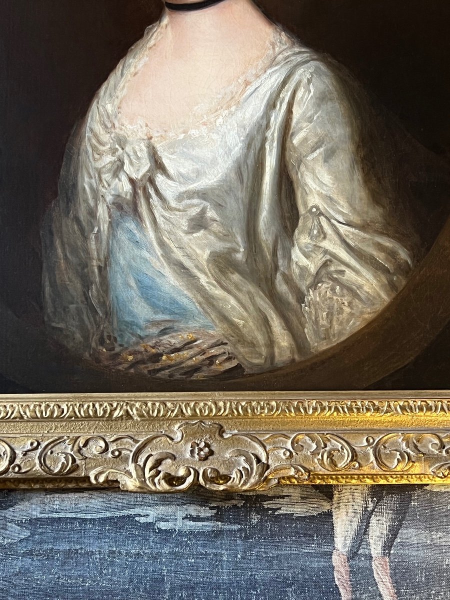 Oil On Canvas 18th Century Portrait Of Lady - Circle Of Thomas Beach (1739-1806)-photo-4