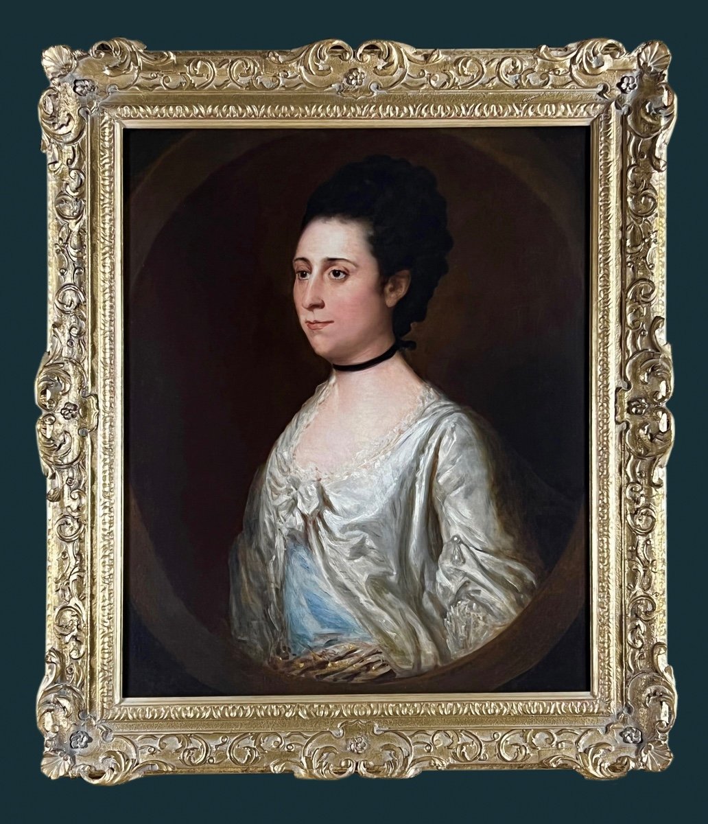 Oil On Canvas 18th Century Portrait Of Lady - Circle Of Thomas Beach (1739-1806)