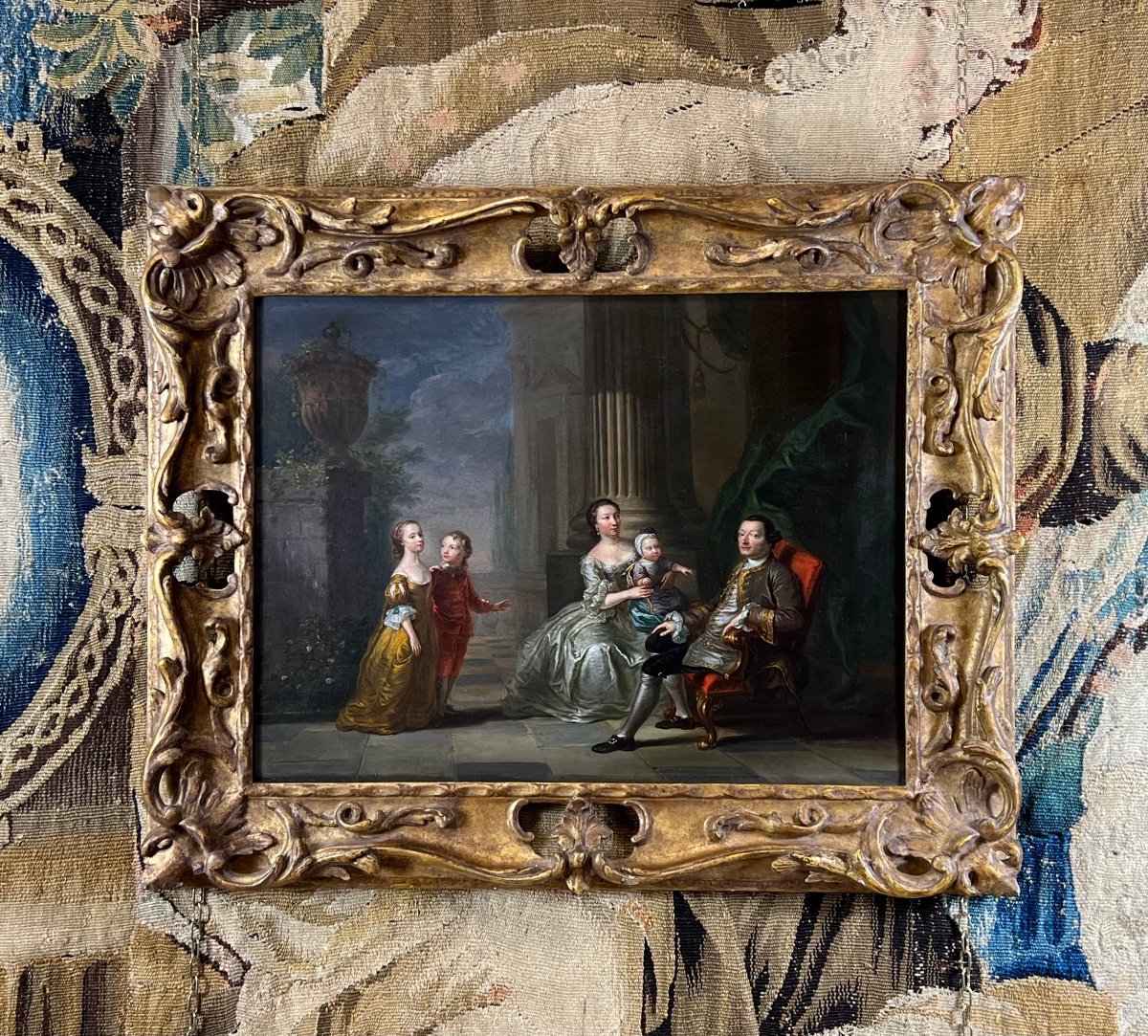 Mid 18th Century Oil On Canvas British School Conversation Piece