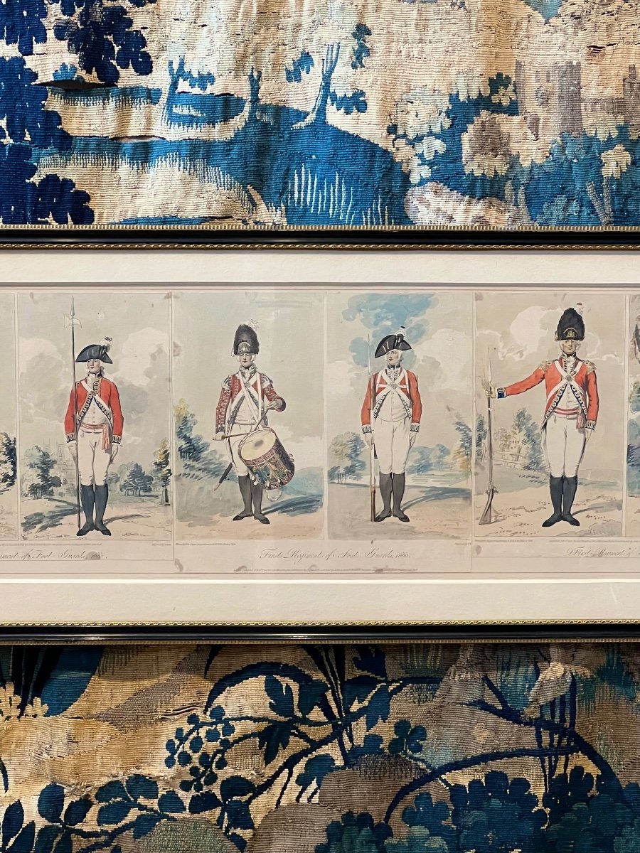 Set Of 18th Century Hand Colored Military Engravings Of The First Football Regiment-photo-1