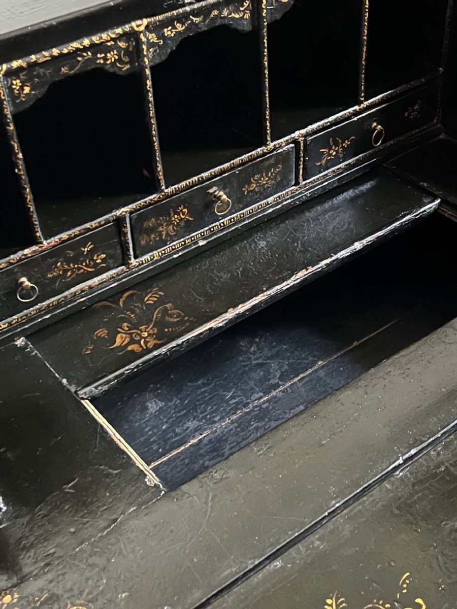 Rare Chinese Export Office In Black Lacquer From The Early 18th Century-photo-7