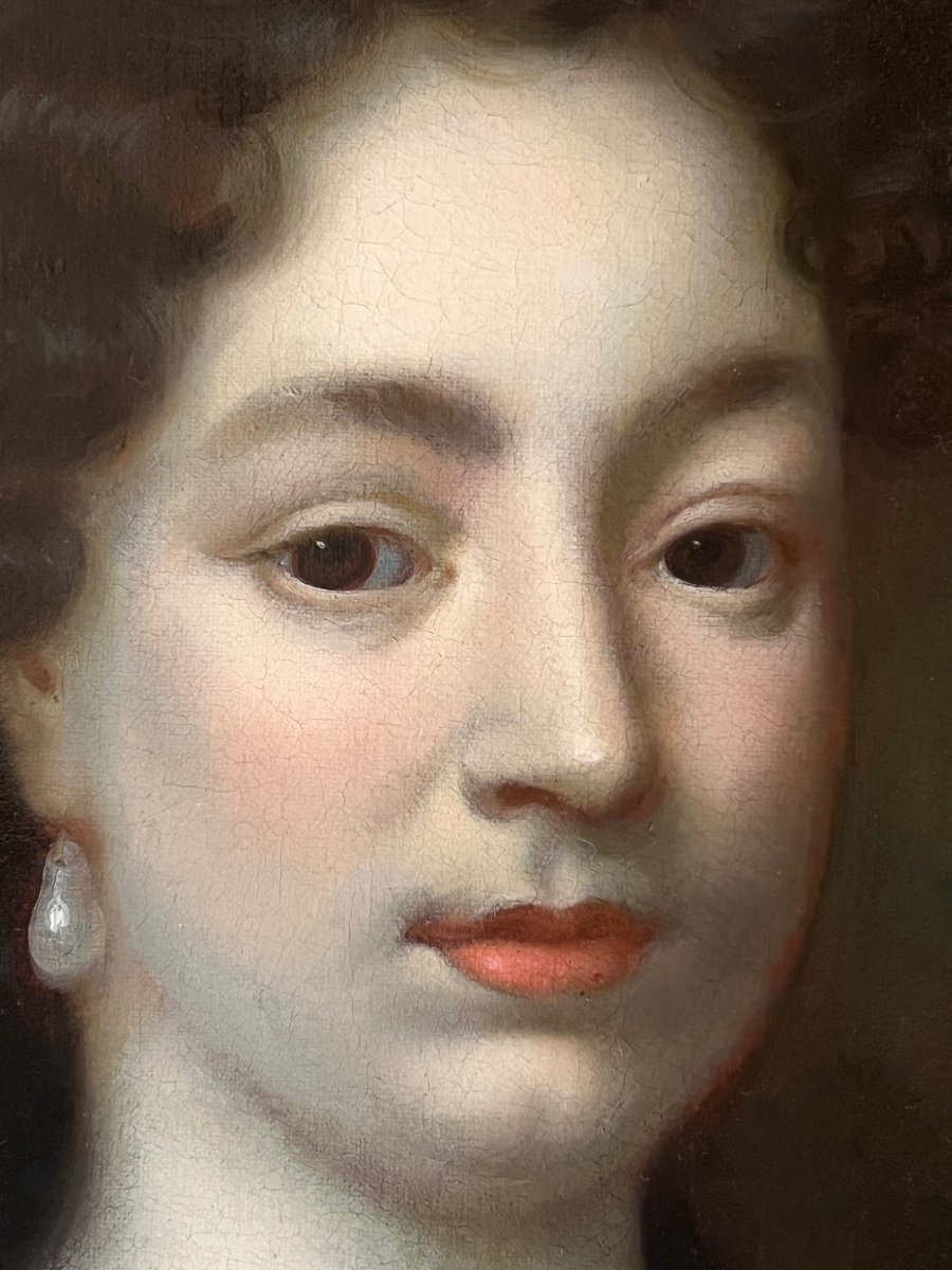 17eme Siècle Anglais Portrait d'Une Dame C. 1670 - Cercle De William Wissing (1656 - 1687)-photo-4