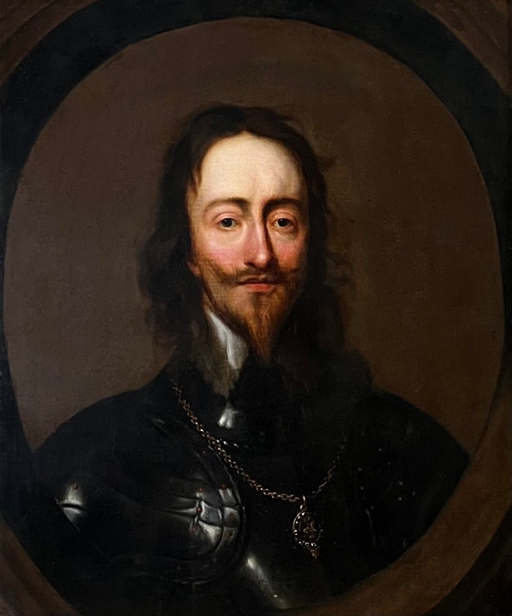 HUILE SUR TOILE PORTRAIT DU ROI CHARLES I-photo-2