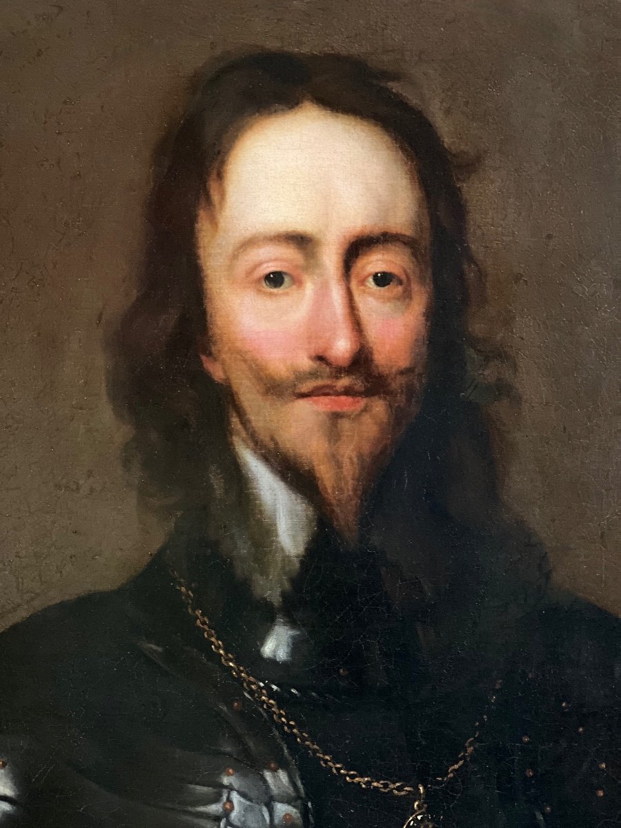 HUILE SUR TOILE PORTRAIT DU ROI CHARLES I-photo-4