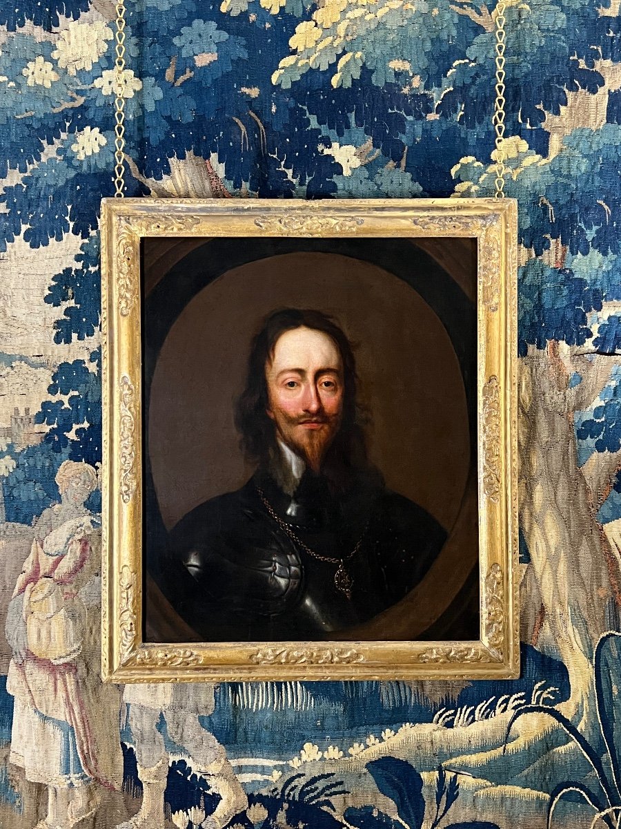 HUILE SUR TOILE PORTRAIT DU ROI CHARLES I-photo-1