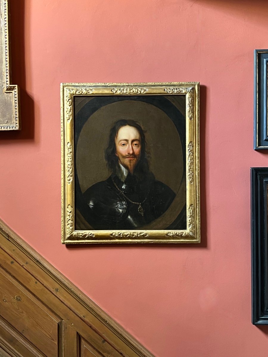 HUILE SUR TOILE PORTRAIT DU ROI CHARLES I-photo-2