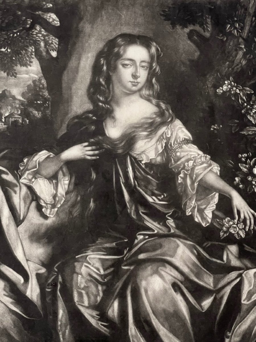 Mezzotint Portrait Of The Duchess Of Grafton - By Isaac Beckett After William Wissing.-photo-2