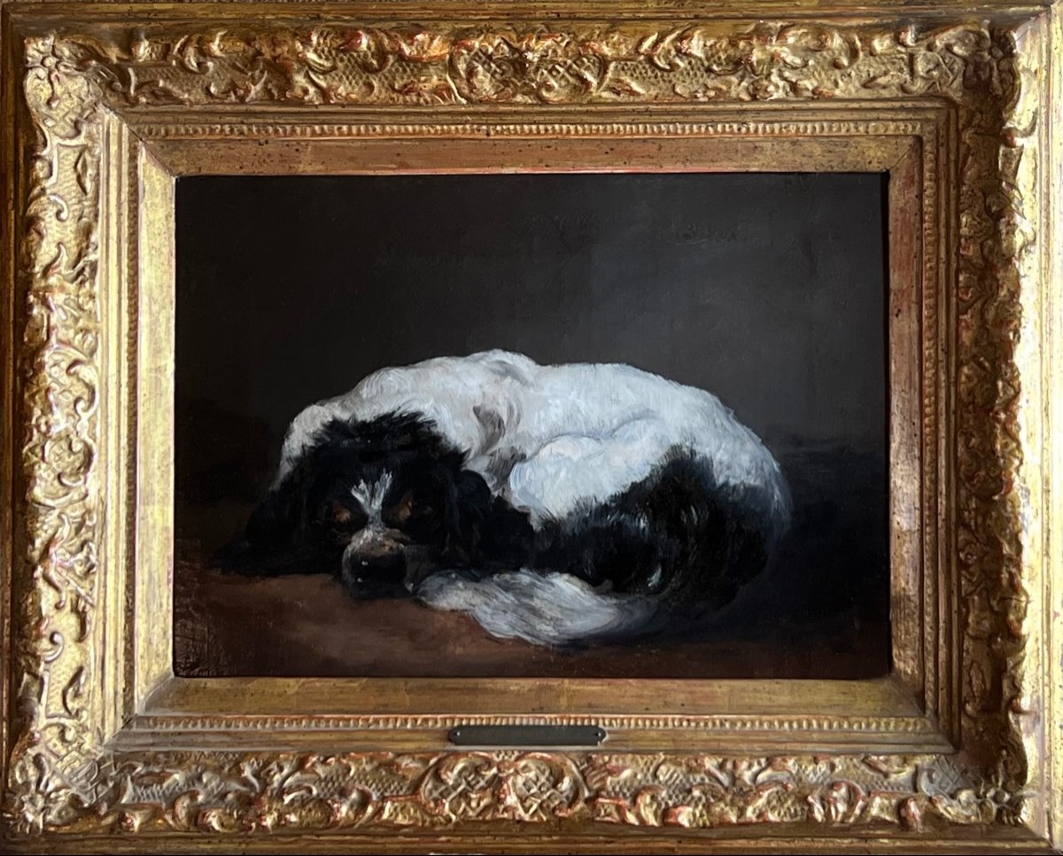 Study Of A Sleeping Spaniel - Attributed To Sir Edwin Henry Landseer (1802-1873)-photo-4