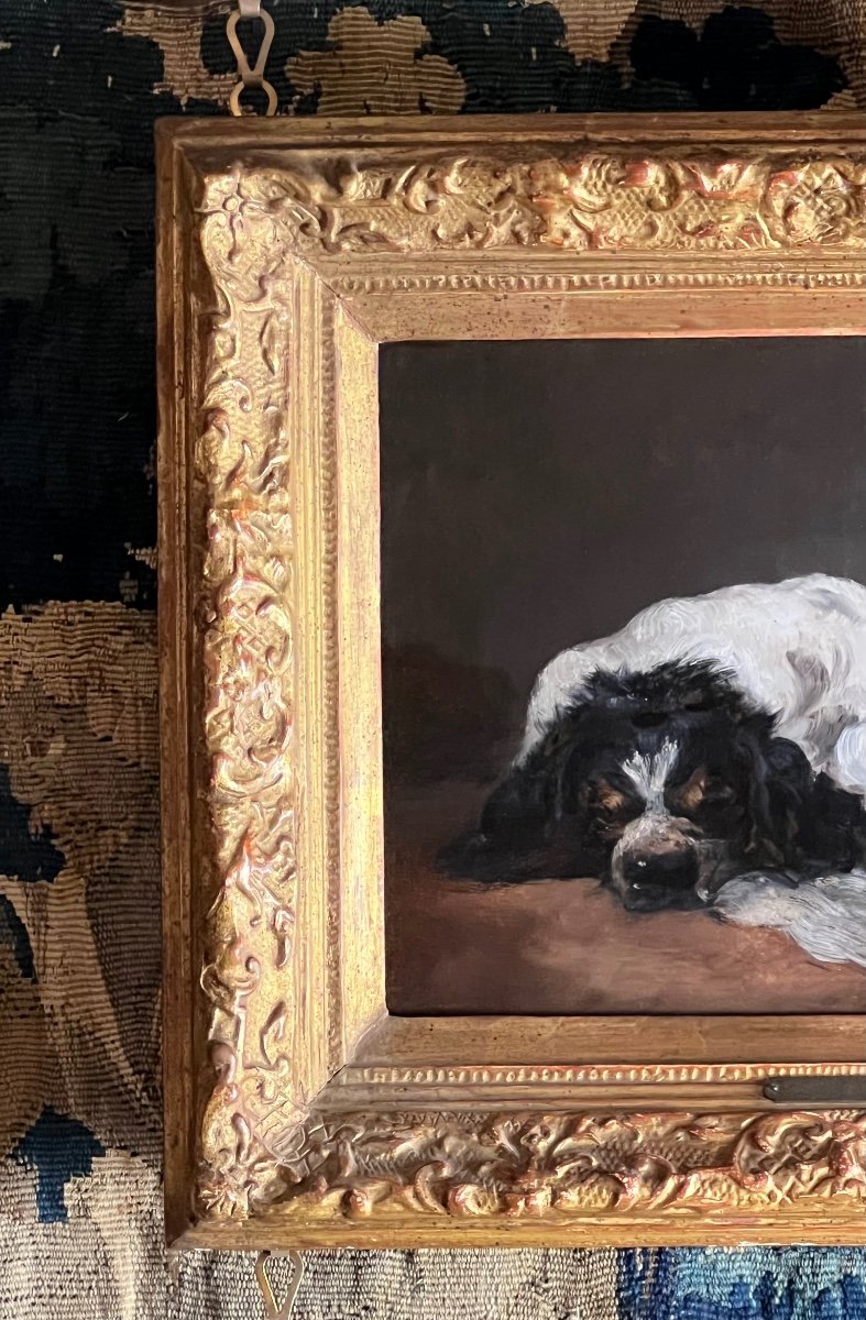 Study Of A Sleeping Spaniel - Attributed To Sir Edwin Henry Landseer (1802-1873)-photo-2