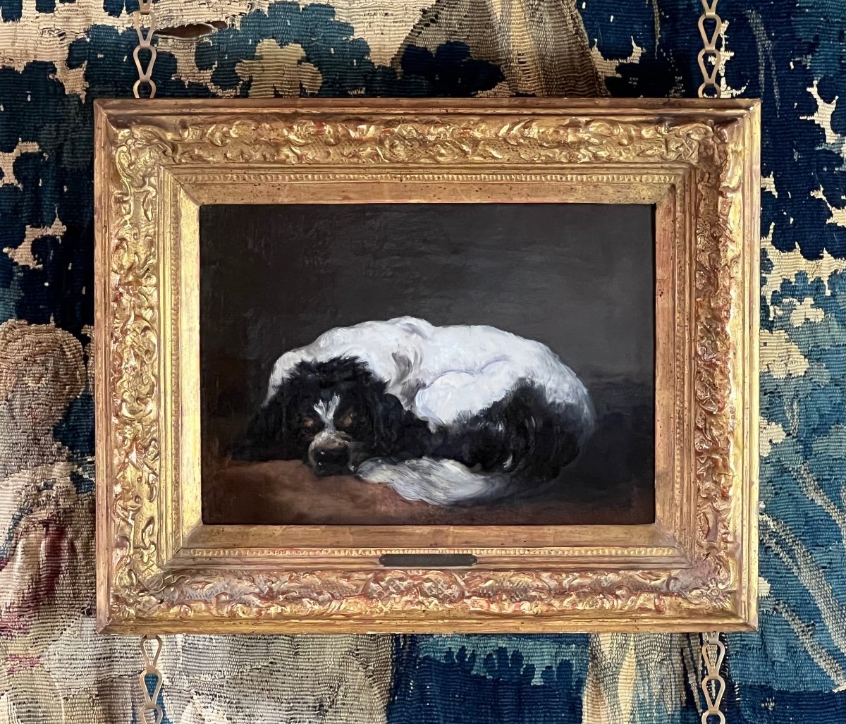 Study Of A Sleeping Spaniel - Attributed To Sir Edwin Henry Landseer (1802-1873)-photo-3