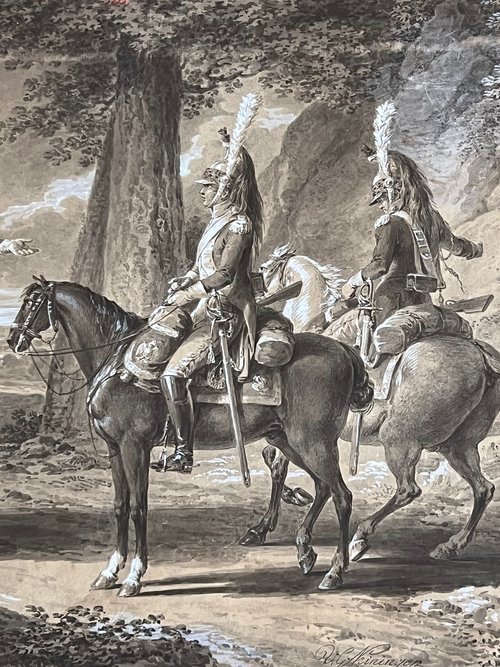 Four French Horsemen In A Clearing C.1810 - Vincenz Georg Kininger (1767-1851)-photo-4