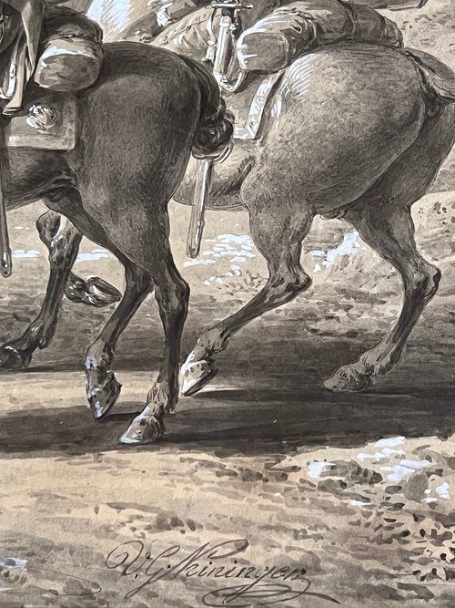 Four French Horsemen In A Clearing C.1810 - Vincenz Georg Kininger (1767-1851)-photo-3