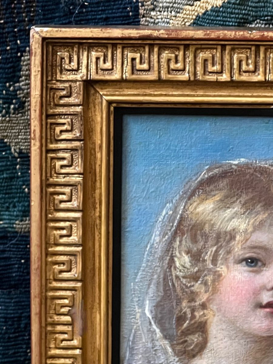  'cupid And Psyche' - A Pair Of 19th Century Oil Portraits Of Children.-photo-7