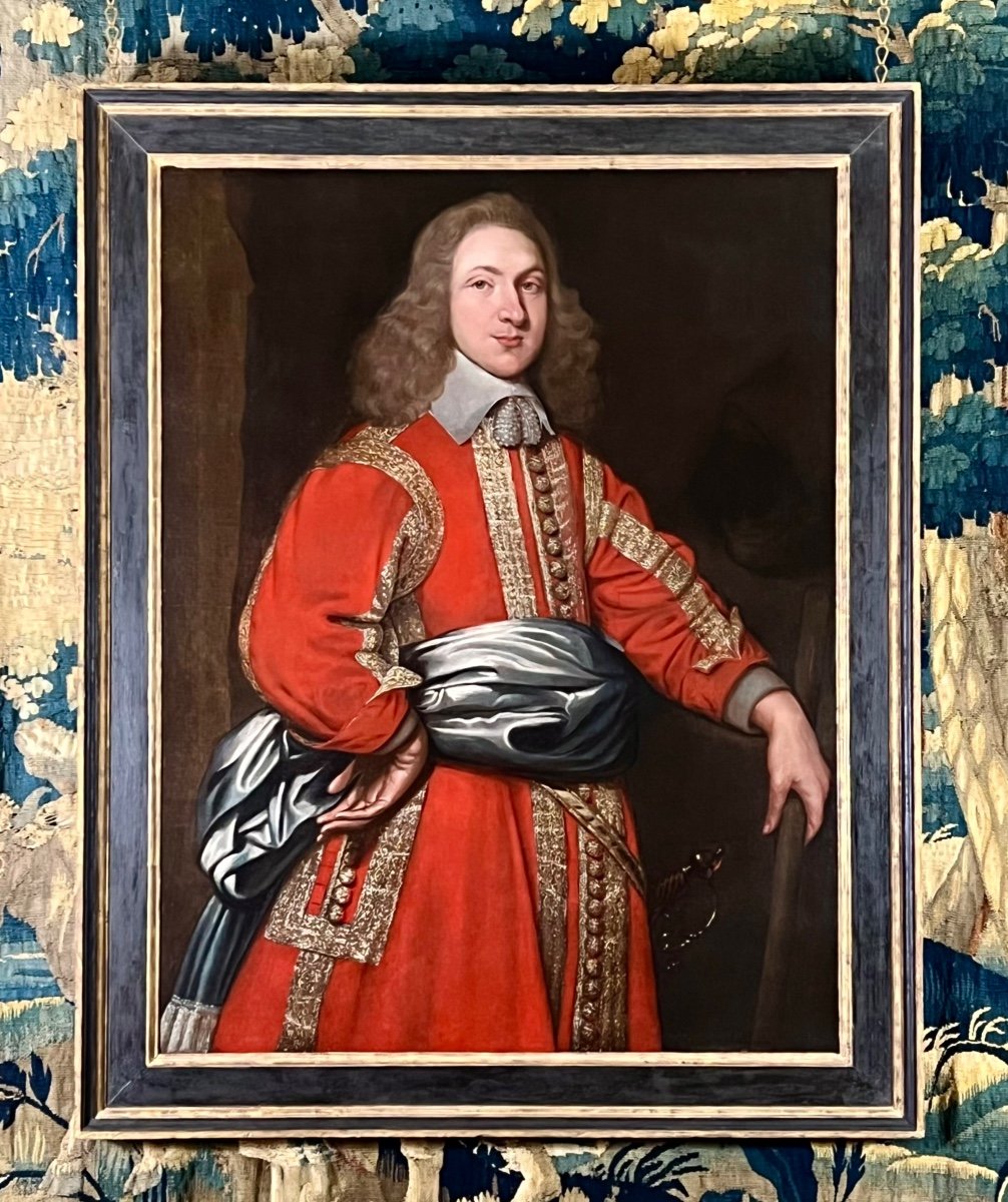 17th Century Anglo-dutch School - Portrait Of An Officer Circa 1655.