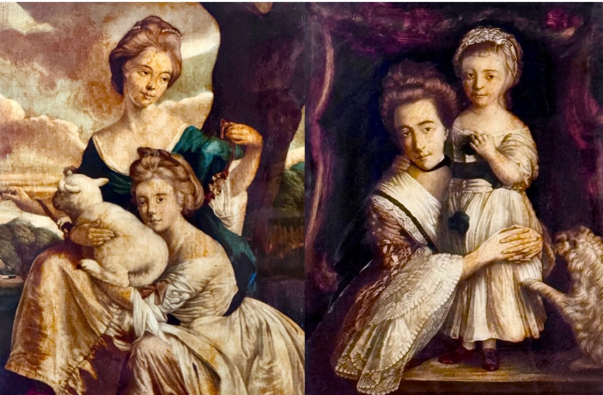 Comtesse Spencer et Lady Georgiana et les soeurs  Bradshaw - Une paire de Mezzotinites