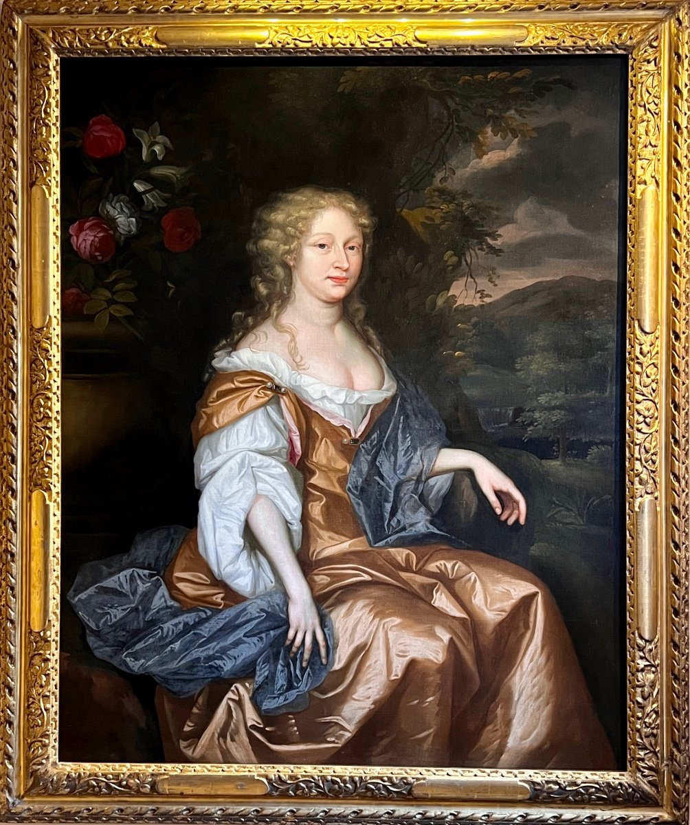 Portrait Of An English Lady From The 17th Century Circa 1675 - Circle Of Sir Peter Lely (1618 - 1680)-photo-4