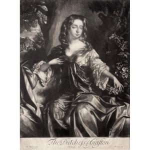 Mezzotint Portrait Of The Duchess Of Grafton - By Isaac Beckett After William Wissing.