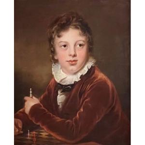 Portrait Of Master Hull Playing Chess - Regency School