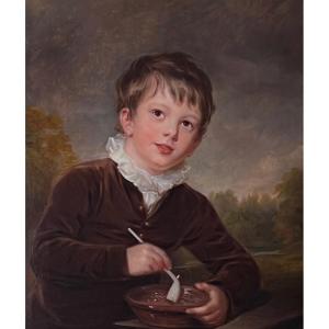 Portrait Of Master Hull With A Pipe - Regency School