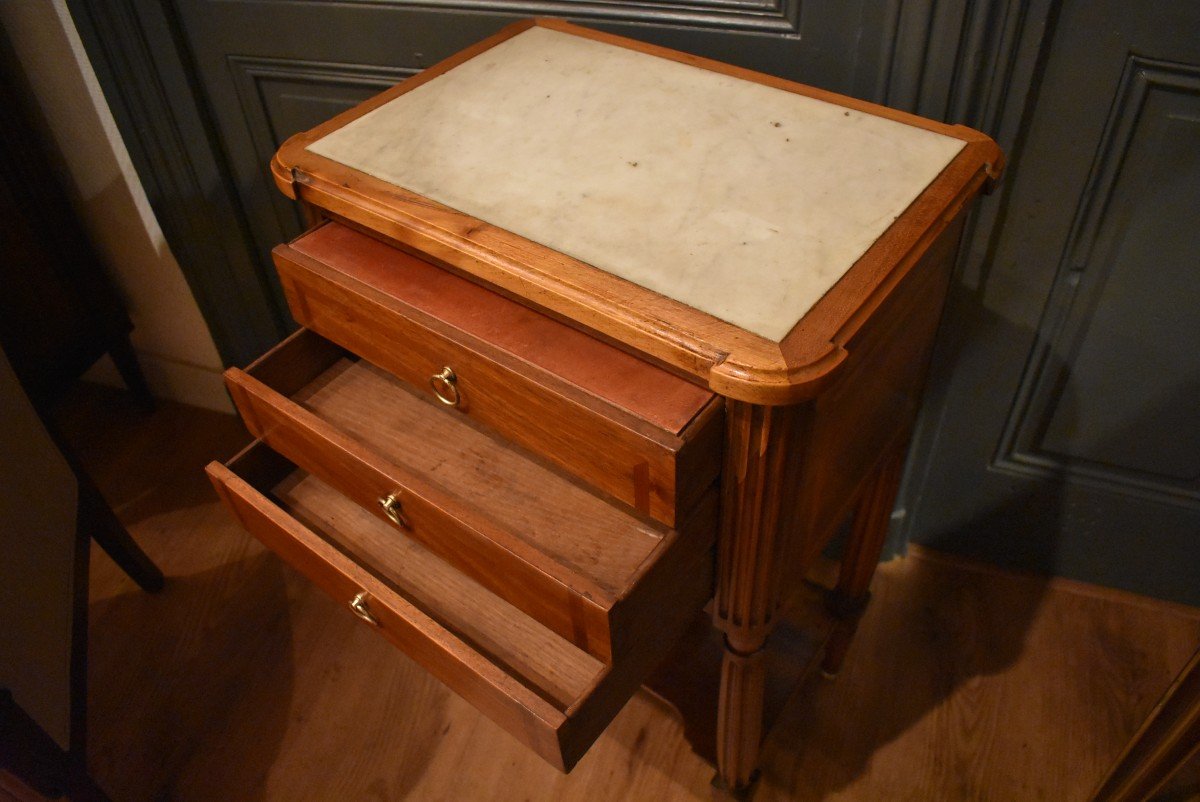 Louis XVI Style Nightstand In Walnut-photo-1