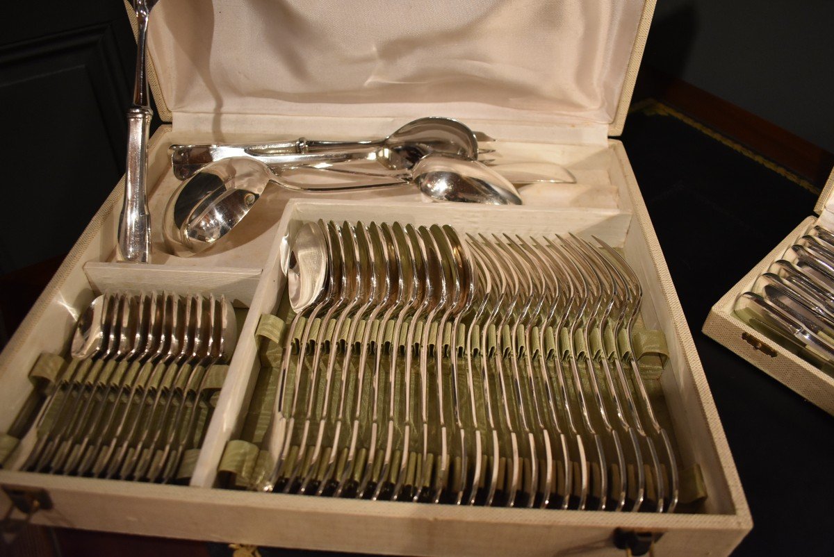 Cutlery In Silver Metal Uniplat Model Of 53 Pieces-photo-3