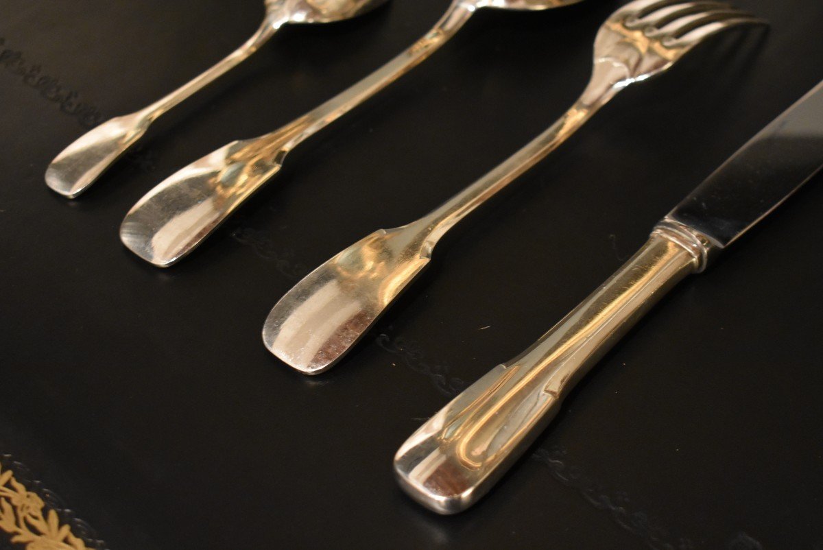 Cutlery In Silver Metal Uniplat Model Of 53 Pieces-photo-1