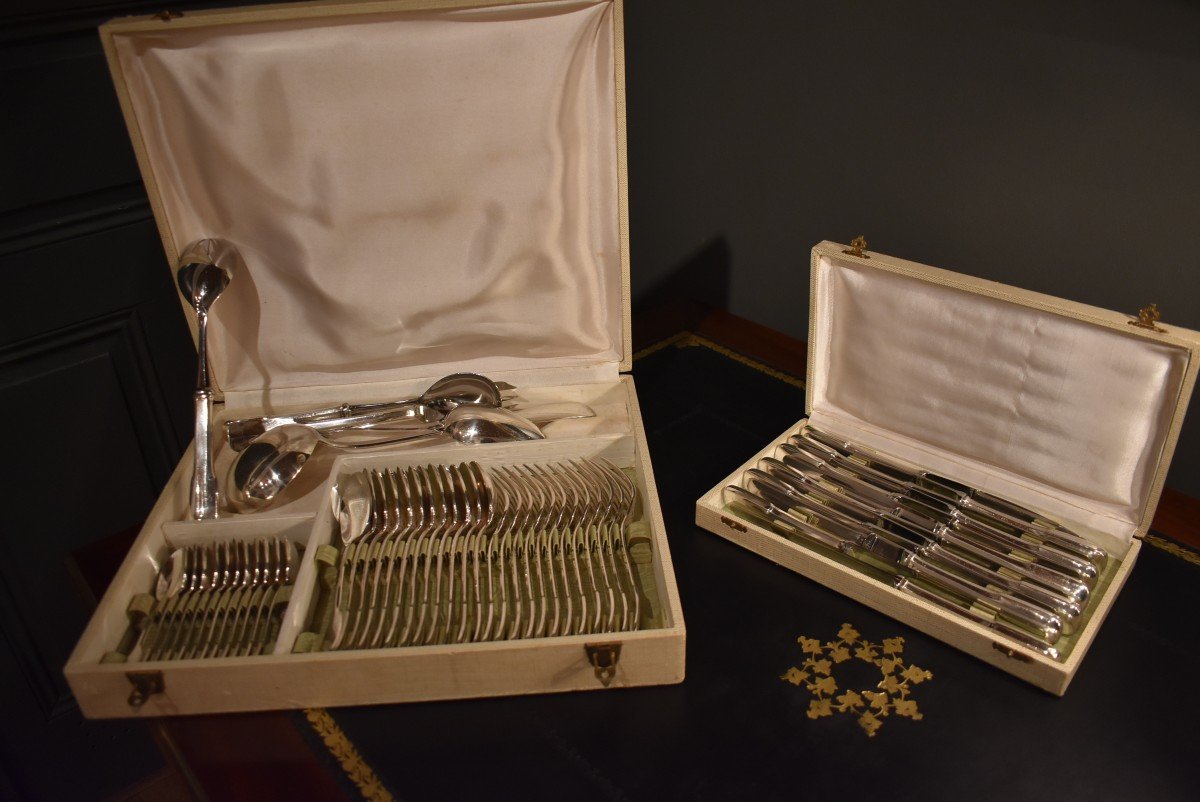 Cutlery In Silver Metal Uniplat Model Of 53 Pieces