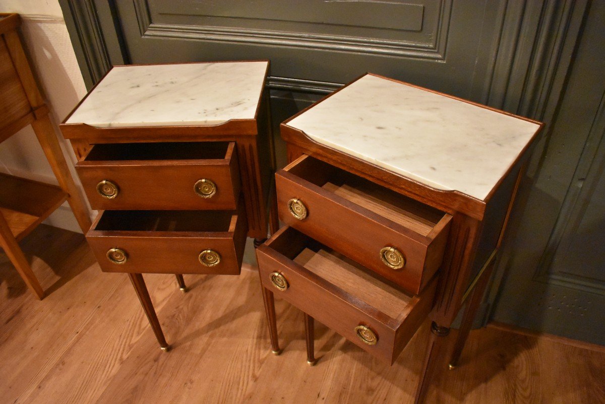 Pair Of Louis XVI Style Bedside Tables-photo-2