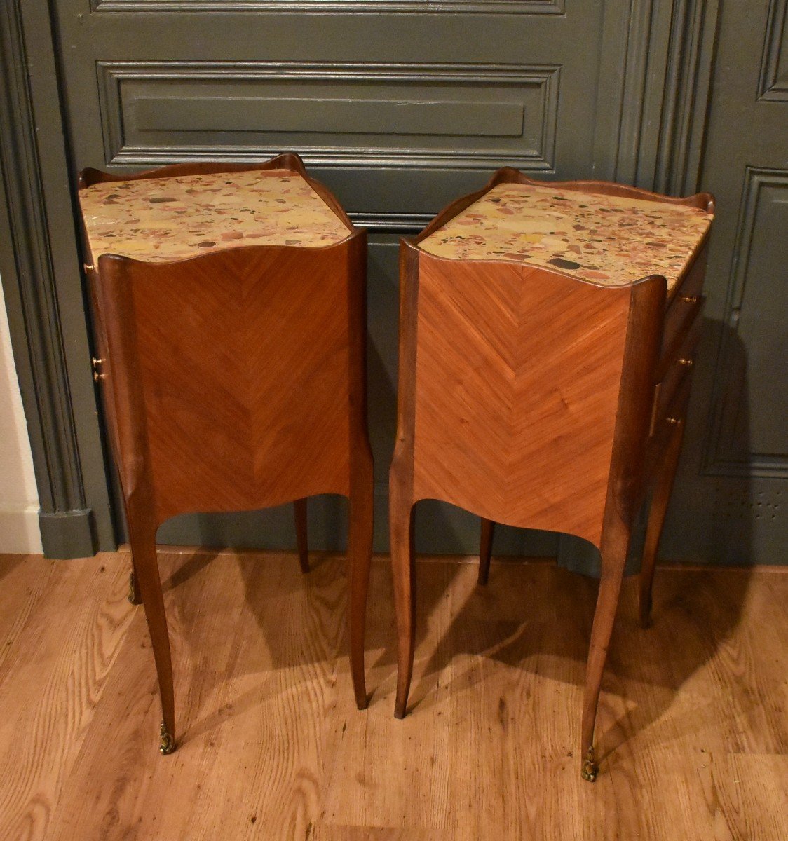 Pair Of Louis XV Style Bedside Tables-photo-7