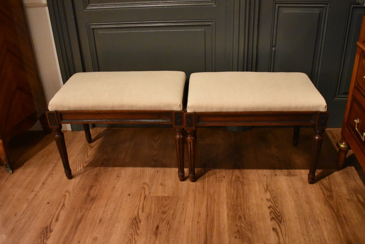 Pair Of Large Louis XVI Style Stools-photo-7