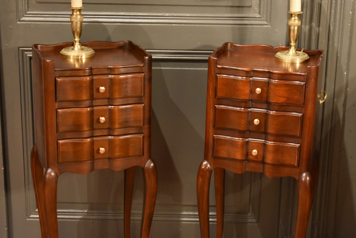 Pair Of Small Louis XV Style Bedside Tables-photo-3